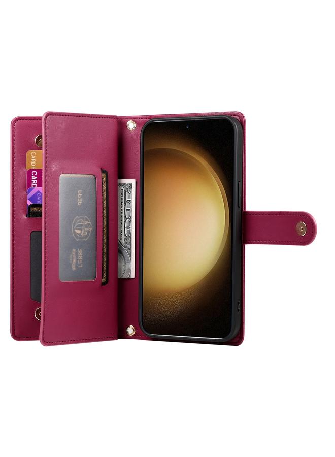 S-TOP Case For Samsung Galaxy S23+ 5G Nine Card-slot Zipper Wallet Bag Leather Phone Case - Image 3