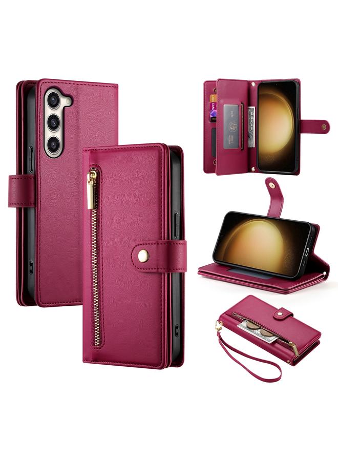 S-TOP Case For Samsung Galaxy S23+ 5G Nine Card-slot Zipper Wallet Bag Leather Phone Case - Image 1