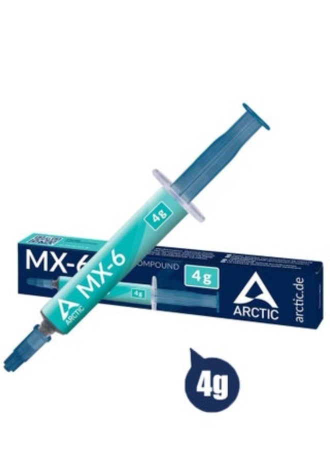 أركتيك معجون حراري عالي الأداء MX-6 (4 جرام)، معجون تبديد حرارة بطاقات الرسومات في أجهزة الكمبيوتر المحمولة، متانة طويلة، استخدام آمن، معاجين حرارية موصلة للحرارة مصنوعة من السيليكون، مركب حراري مناسب لوحدات المعالجة المركزية، وأجهزة الألعاب، وبطاقات الرسومات، وأجهزة الكمبيوتر المحمولة - Image 1