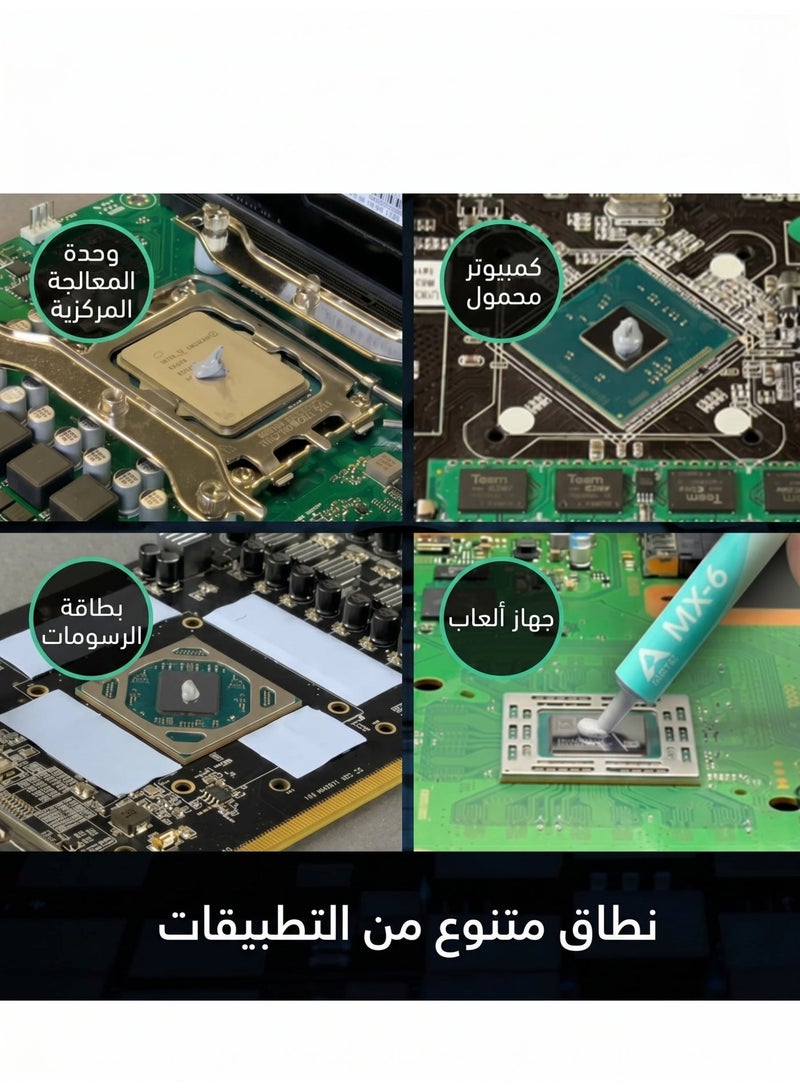 أركتيك معجون حراري عالي الأداء MX-6 (4 جرام)، معجون تبديد حرارة بطاقات الرسومات في أجهزة الكمبيوتر المحمولة، متانة طويلة، استخدام آمن، معاجين حرارية موصلة للحرارة مصنوعة من السيليكون، مركب حراري مناسب لوحدات المعالجة المركزية، وأجهزة الألعاب، وبطاقات الرسومات، وأجهزة الكمبيوتر المحمولة - Image 3