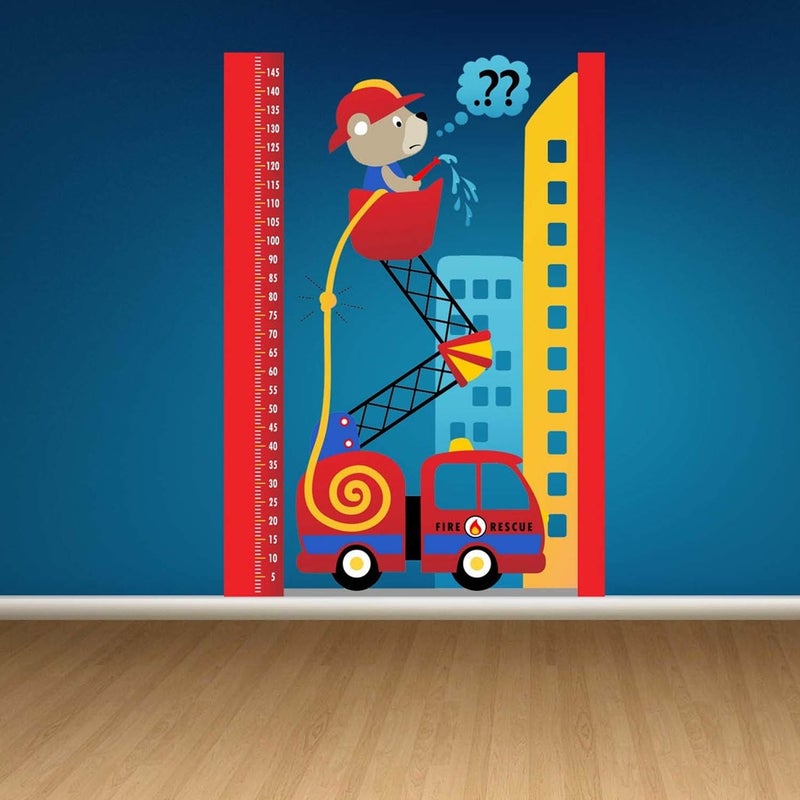 Kt Decoration Kt Decor Fire Driver Confused Teddy Bear Height Gauge Sticker