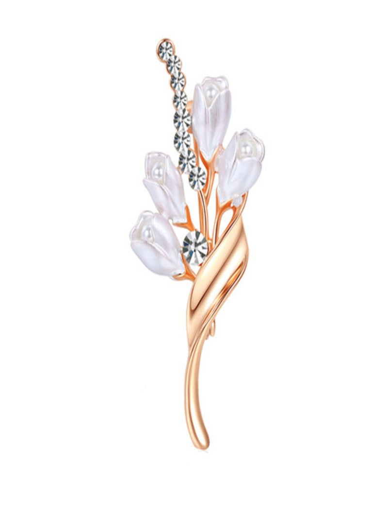 Elegant Pearl Leaf Brooch for Women, Stylish Sweater Pin with Anti-Slip Design, Fashionable Clothing Accessory 3.8*4.5cm - Image 1