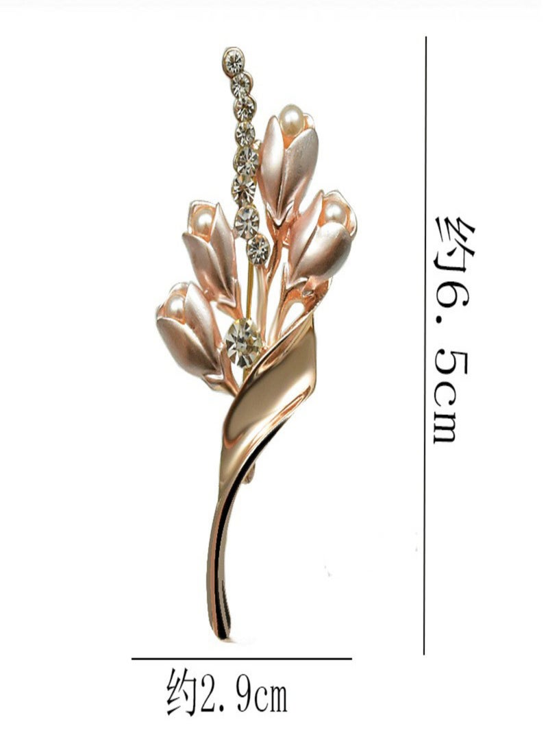 Elegant Pearl Leaf Brooch for Women, Stylish Sweater Pin with Anti-Slip Design, Fashionable Clothing Accessory 3.8*4.5cm - Image 2