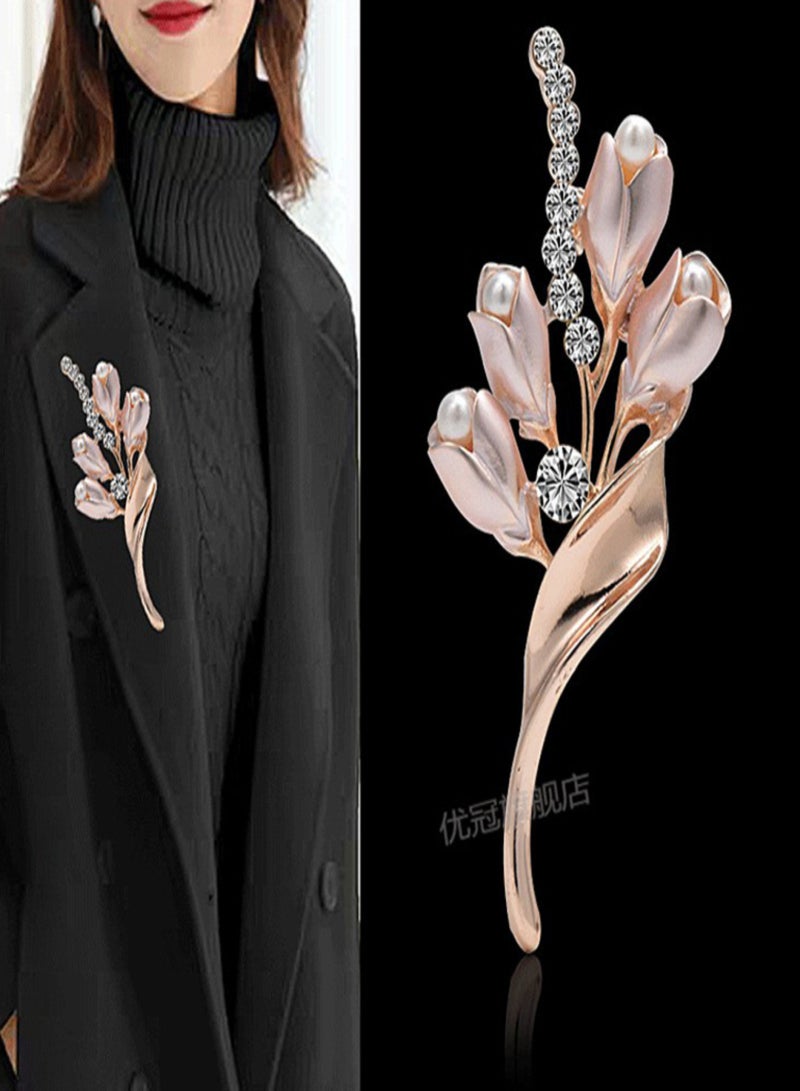 Elegant Pearl Leaf Brooch for Women, Stylish Sweater Pin with Anti-Slip Design, Fashionable Clothing Accessory 3.8*4.5cm - Image 3