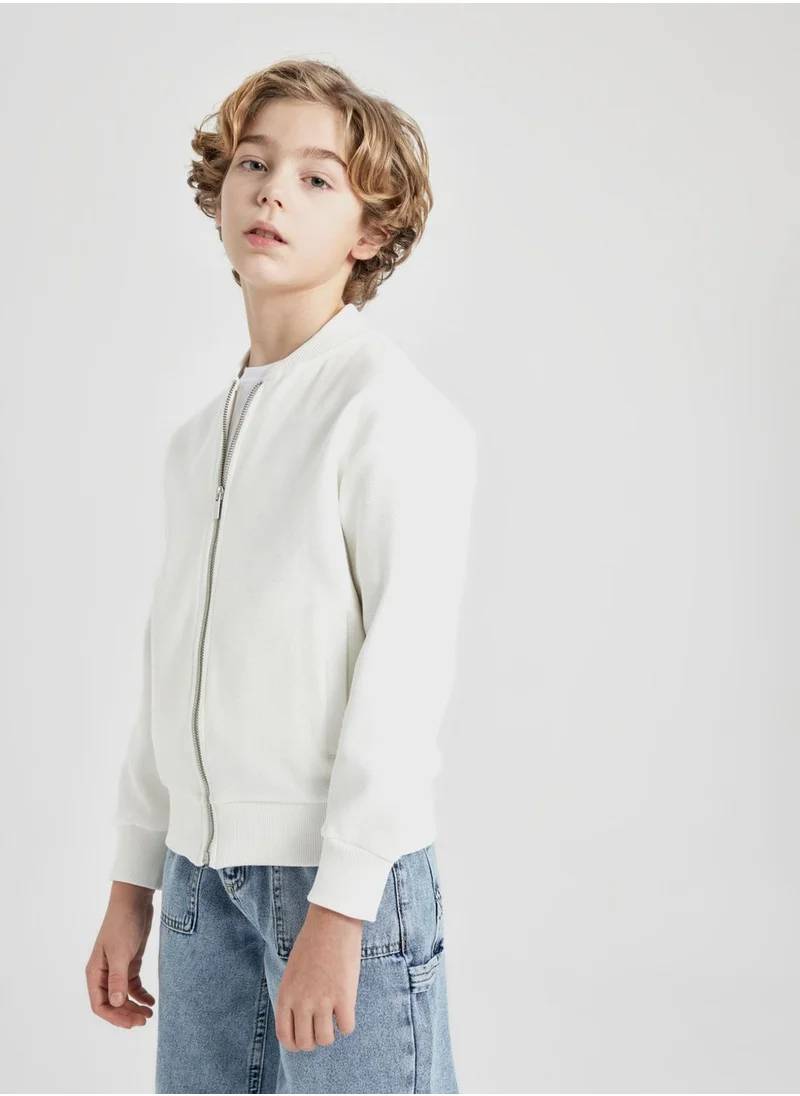 ديفاكتو Regular Fit Bomber Collar Cardigan