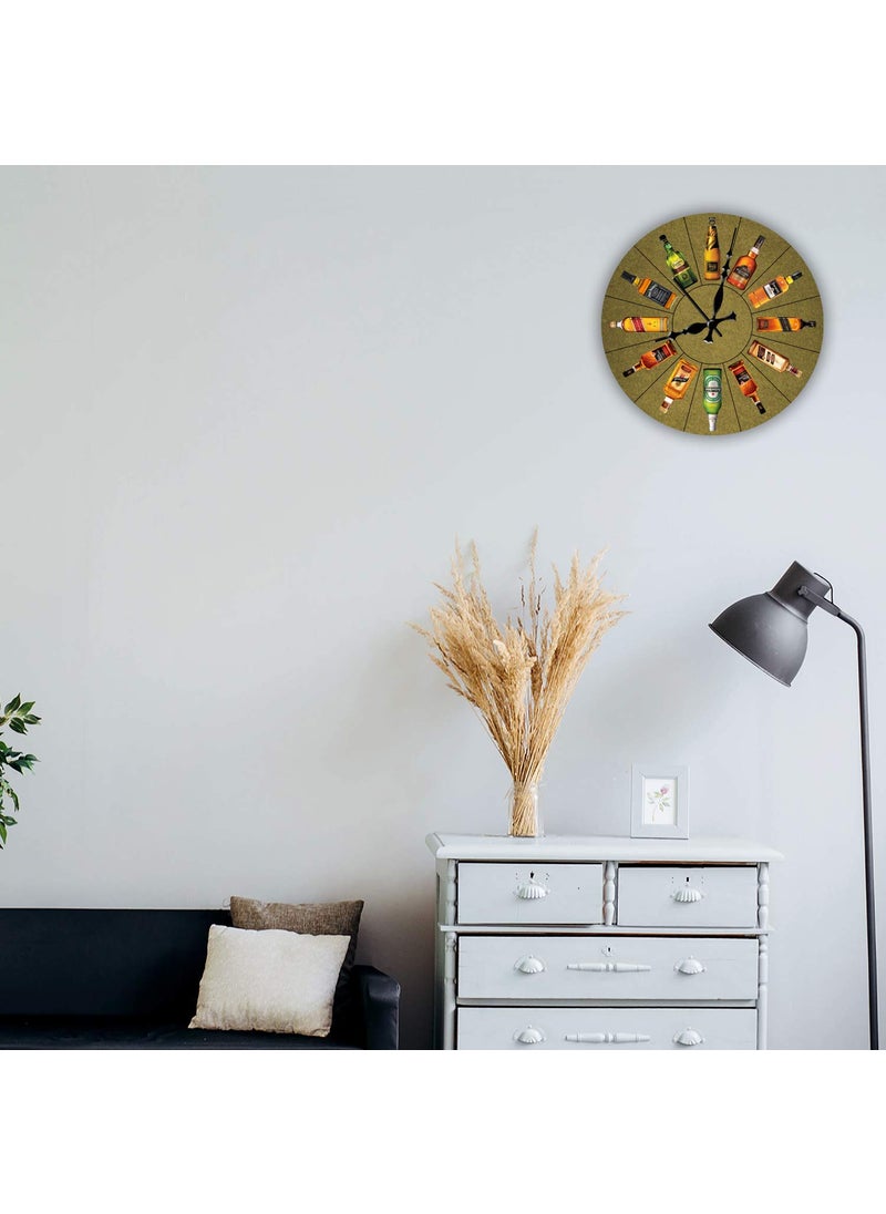 KARTIK KARTIK Wine Bottles Printed Designer Round Wooden Wall Clock Without Glass for Home/Living Room/Bedroom/Kitchen and Office - 11X11 Inches  - Image 2