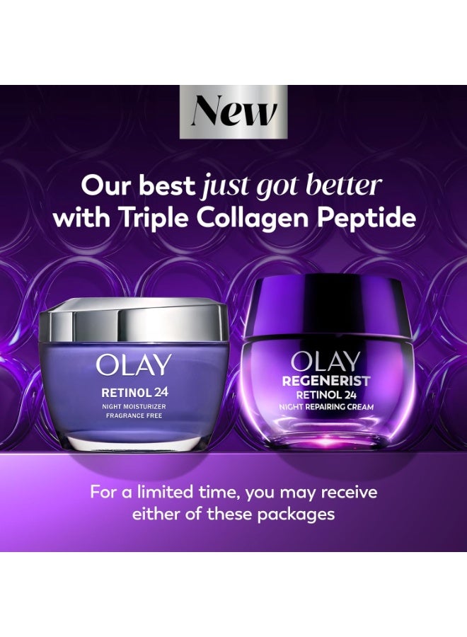 Olay Retinol Night Cream for Women, Anti-Aging Face Moisturizer, Fragrance-Free, Gift for Women, Non Greasy - Anti-Wrinkle, Hydrating Skin Care - Triple Collagen Cream, Peptide, Niacinamide, 1.7oz - Image 3
