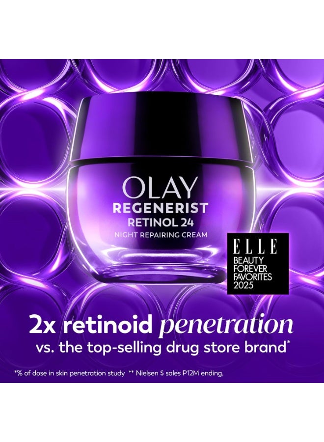 Olay Retinol Night Cream for Women, Anti-Aging Face Moisturizer, Fragrance-Free, Gift for Women, Non Greasy - Anti-Wrinkle, Hydrating Skin Care - Triple Collagen Cream, Peptide, Niacinamide, 1.7oz - Image 2