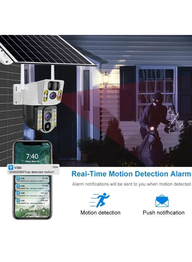 ELTRAZONE Dual Lens 4MP Solar-Powered WiFi Security Camera with Two-Way Audio, H.265 Video, Infrared & White LED Night Vision, Cloud & TF Card Storage, 8000mAh Battery – Wireless Outdoor Camera, White - Image 3