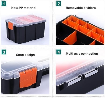 Divik Divik Hardware Parts Organizers Tool Box Removable Trays and Transparent Lid Work Tool Box Screw Bolts Nails Beads More Storage Box 1Pcs  - Image 2