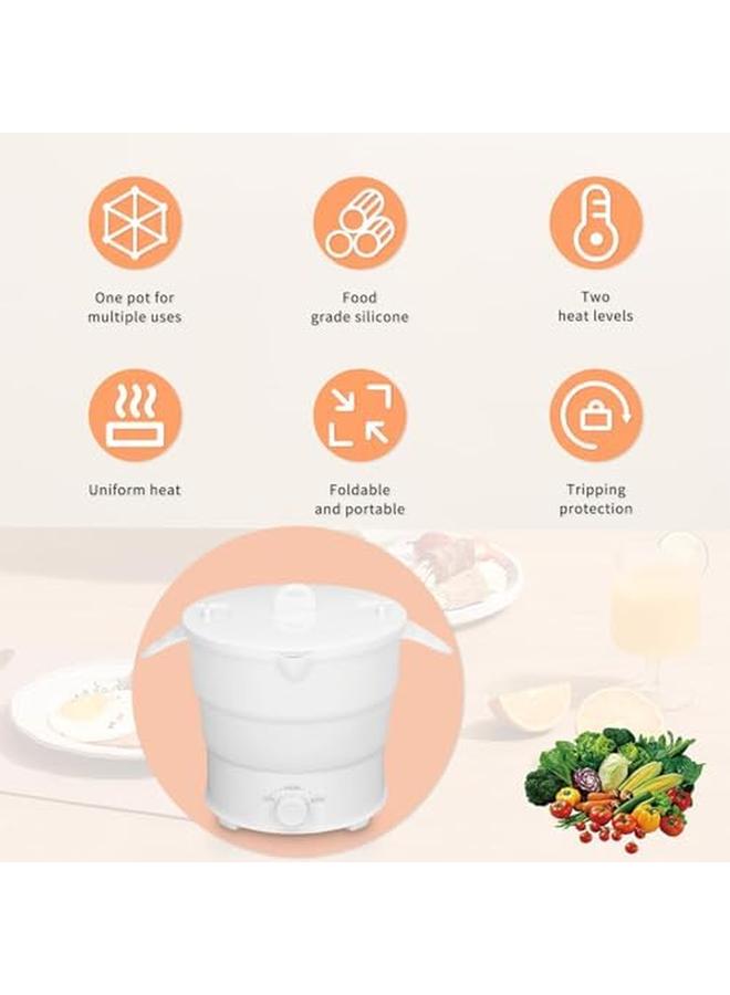 إكسفور وعاء تسخين كهربائي قابل للطي من الفولاذ المقاوم للصدأ وعاء تسخين كهربائي 220 فولت مستوى 2 حماية من انقطاع التيار الكهربائي 1.2 لتر وعاء محمول متعدد الوظائف للسفر في المنزل والمكتب - Image 2