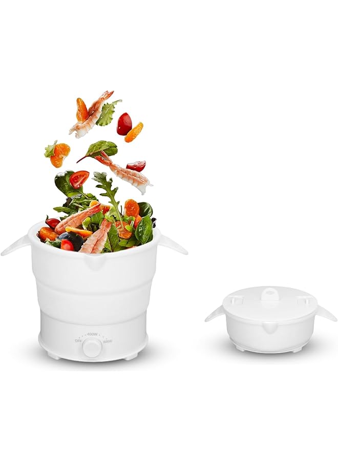 إكسفور وعاء تسخين كهربائي قابل للطي من الفولاذ المقاوم للصدأ وعاء تسخين كهربائي 220 فولت مستوى 2 حماية من انقطاع التيار الكهربائي 1.2 لتر وعاء محمول متعدد الوظائف للسفر في المنزل والمكتب - Image 1