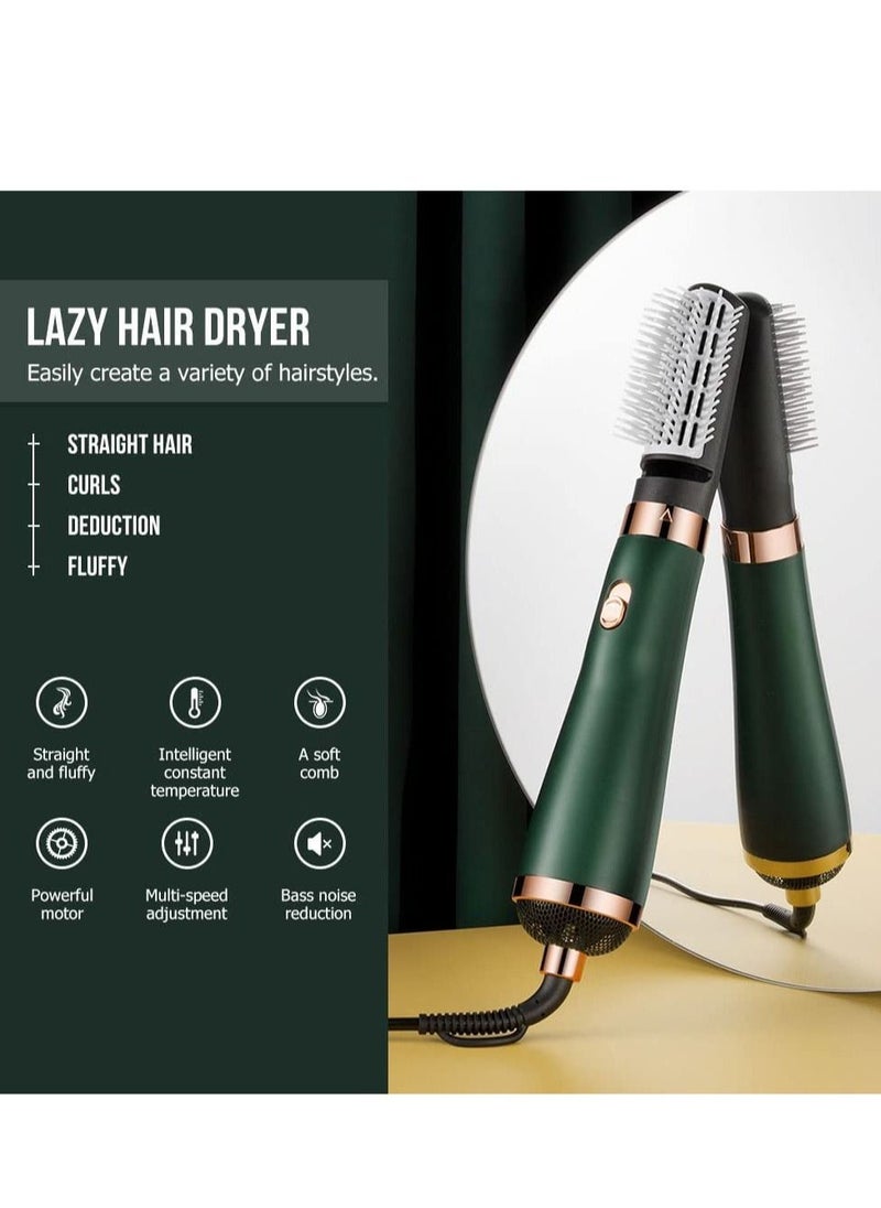 ELTRAZONE - 3 in 1 Hair Dryer Brushes Electric Blow Rotating Hot Air Comb For Curler Straightener Professional Negative Ionic Hair Styler (green) - Image 1
