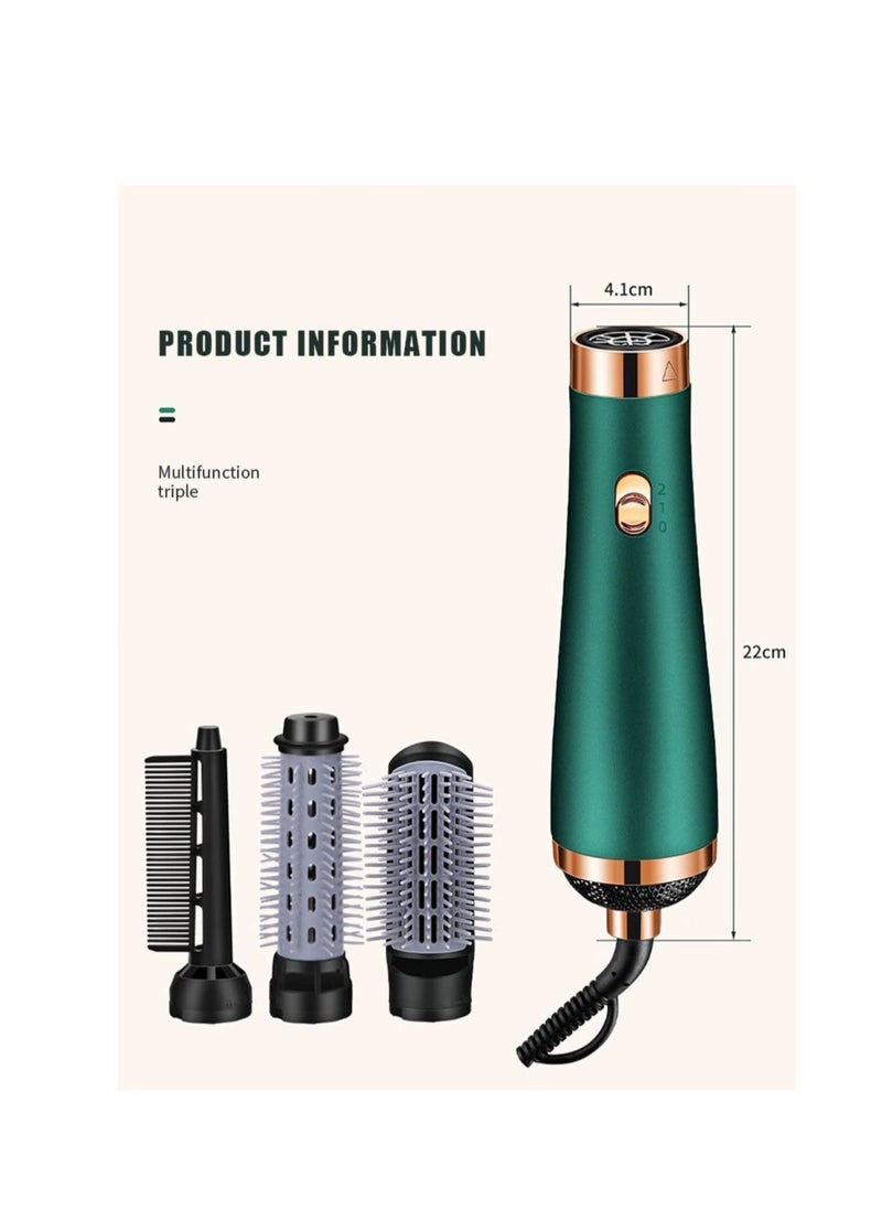 ELTRAZONE - 3 in 1 Hair Dryer Brushes Electric Blow Rotating Hot Air Comb For Curler Straightener Professional Negative Ionic Hair Styler (green) - Image 1