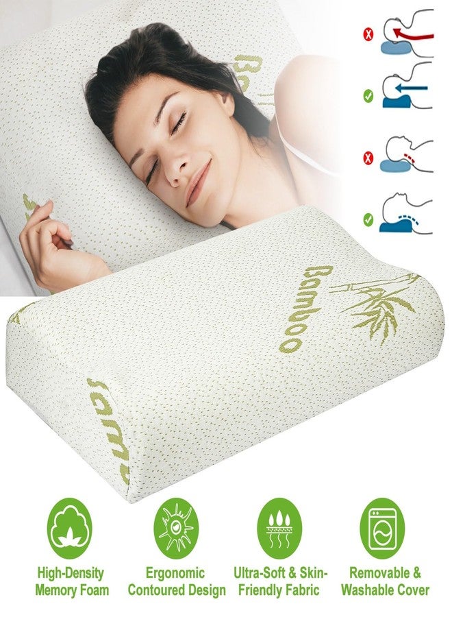 iMounTEK Bed Pillow Rayon derived from Bamboo Memory Foam Pillow, Sleep Pillow Contoured Orthopedic Pillow Soft Neck Support Breath Pillow (L) - Image 3