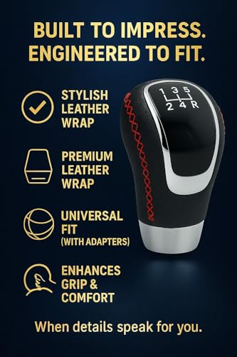 Medirich Lifesciences Sukichi ® Car Gear Knob Stylish | Universal Car Gear Shift Knob | Manual Transmission Gear Shifter | Car Interior Accessories | Anti Slip Gear Lever Knob | (Red Stitch, Black) - Image 3