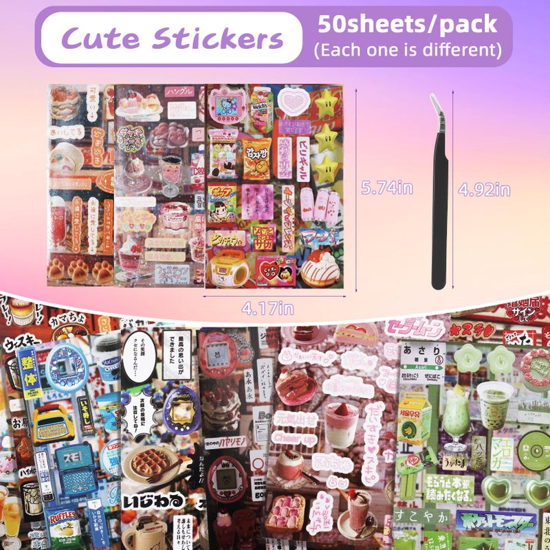 Tmtains 1300Pcs Cute Scrapbook Stickers Travel Y2k Japanese Sticker Book for Adult Kawaii Korean Stickers for Journaling Heisei Retro Aesthetic Sticker Manga Style Decor for DIY Crafts Junk Journal Gifts Tale - Image 2