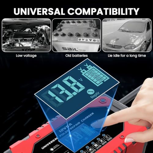 STHIRA® Fully Automatic Car Battery Charger,12V6A Battery Charger,Trickle and Maintainer Smart LCD Multifunctional Vehical for Lead Acid Charging - Image 5