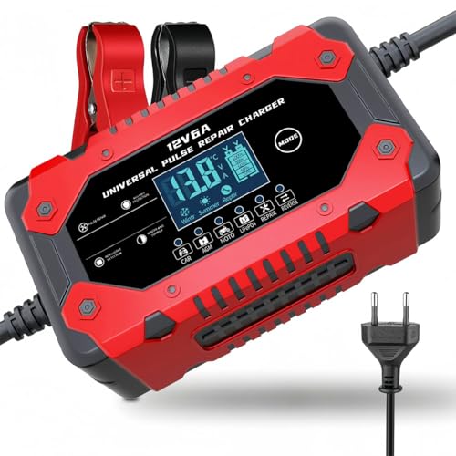 STHIRA® Fully Automatic Car Battery Charger,12V6A Battery Charger,Trickle and Maintainer Smart LCD Multifunctional Vehical for Lead Acid Charging - Image 1