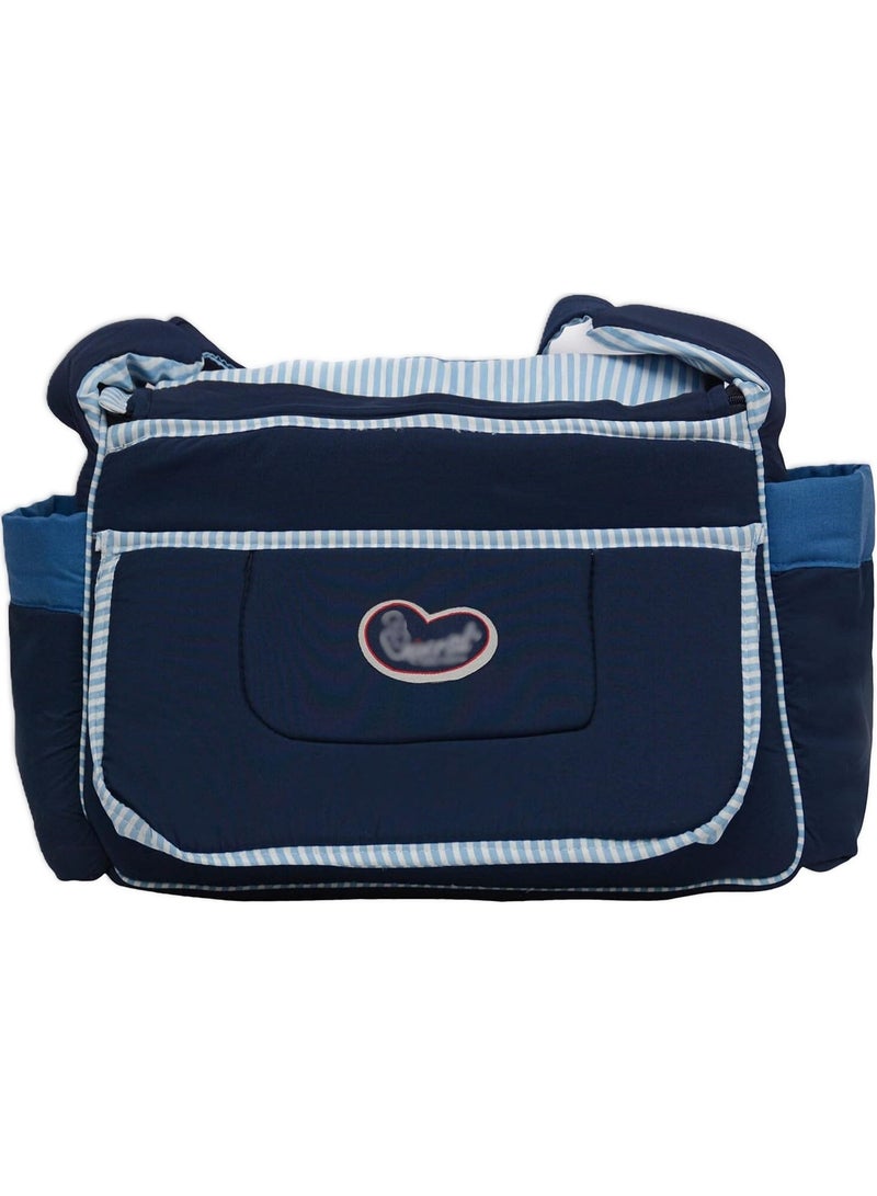 **Baby Essentials Bag – Nautical Design with Boat Print, Striped Blue**  - Image 2