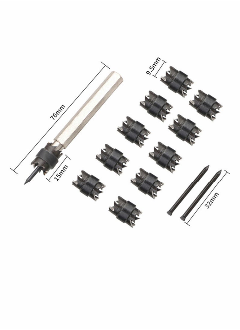 SYOSI - Rotary Spot Weld Cutter Set Double Sided 13 Pcs HSS Remover Drill Bits Hex Sheet Metal Hole Kit with 2 Replacement Blades for Power Welding - Image 1
