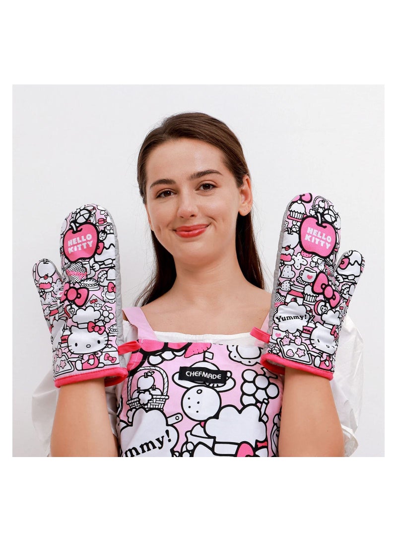 chefmade 2Pcs Hello Kitty Oven Mitts Heat Resistant Kitchen Gloves - Image 3
