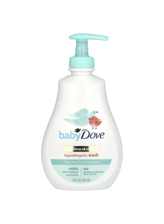 Dove دوف، بيبي، عناية بالبشرة الحساسة، غسول مضاد للحساسية، خالي من العطور، 13 أونصة سائلة (384 مل) - Image 1