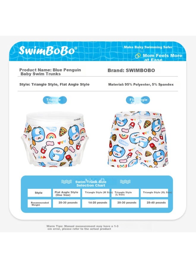 Swimbobo Baby Swim Trunks, Infant Swimming Pants, Newborn Swimwear, Blue Penguin Style, Triangle Design, XL Size - Image 1