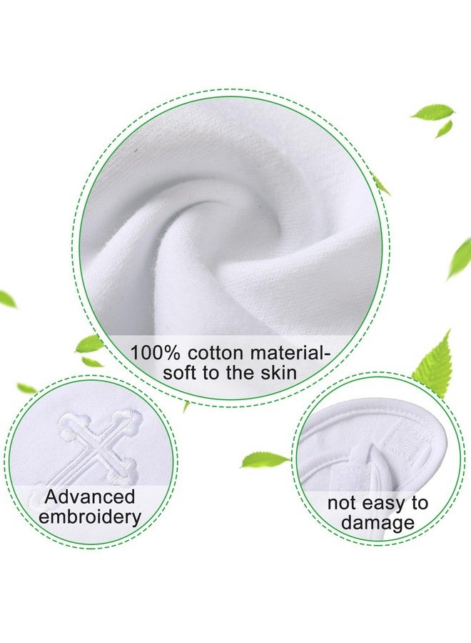 Jiuguva Jiuguva 4 Pcs Baptism Gifts for Boys Girls, Christening Bibs and Socks Set White Embroidered Cross Baptism Outfit for Baby(6-12month) - Image 3
