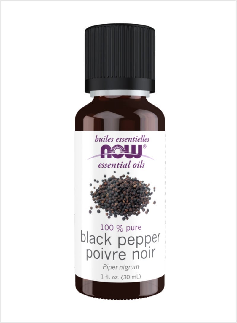 NOW Black Pepper Essential Oil - Spicy & Aromatic, 30ml