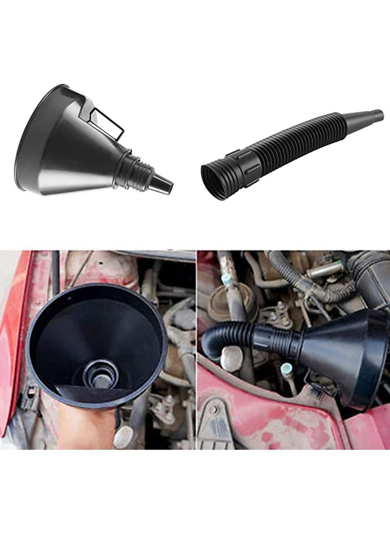 KASTWAVE Plastic Large Funnels Wide Mouth with Strainer, 2 Pcs Oil Funnel Automotive Flexible with Hose for Cars and Motorcycles, Engine Oil, Liquid, Diesel, Kerosene and Gasoline with Flexible Spout Extension  - Image 5