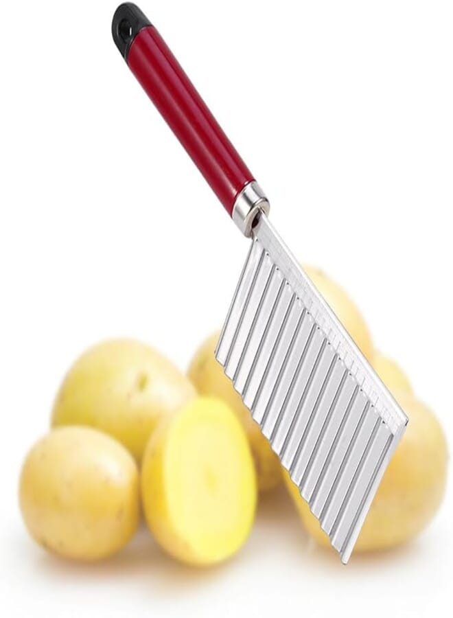 Potato Wavy Edged, Stainless Steel Fruit Poto Knife Multifunction Strip Knife Crinkle Cutting Cooking Tool, Silver