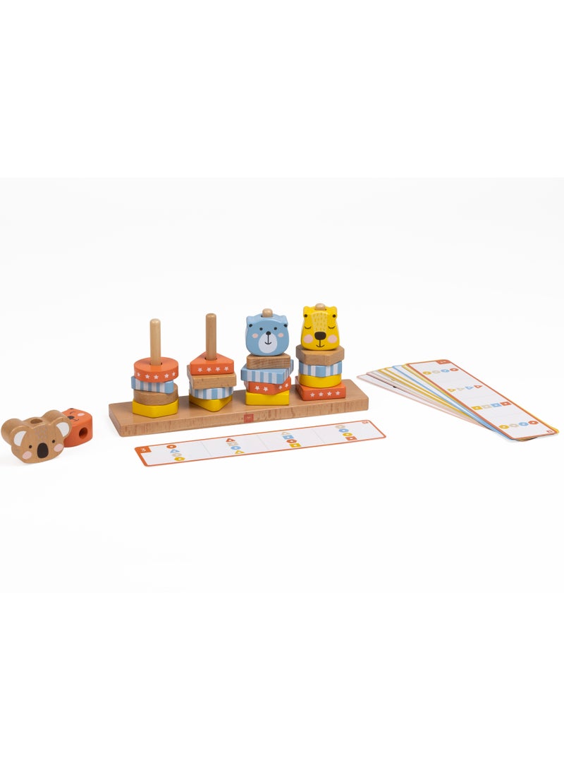 EUREKA KIDS Eurekakids Geo Animals Wooden Stacking Toy with Activity Cards| Educational Montessori Toy for Toddler and Kids | Color and Shape Recognition | For 12M+ - Image 1