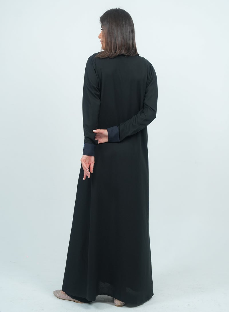 روزيت عباية عباية مزينة بتطريز أزهار وجيب - Image 3