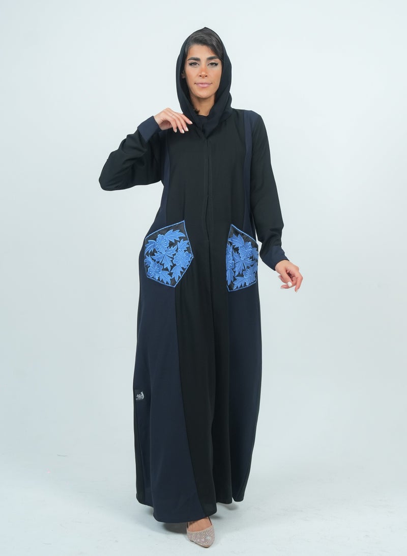 روزيت عباية عباية مزينة بتطريز أزهار وجيب - Image 5