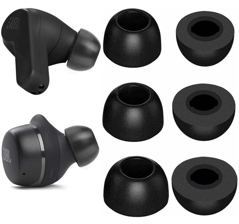 JNSA Memory Foam Ear Tips Noise Canceling Foam Tip Compatible with JBL Vibe 200TWS / Tune 130NC TWS/Free X/Live 300TWS,No Silicone Eartips Pain, Fit in Charging Case, 3 Pairs (S/M/L, Black) 214b3 - Image 1