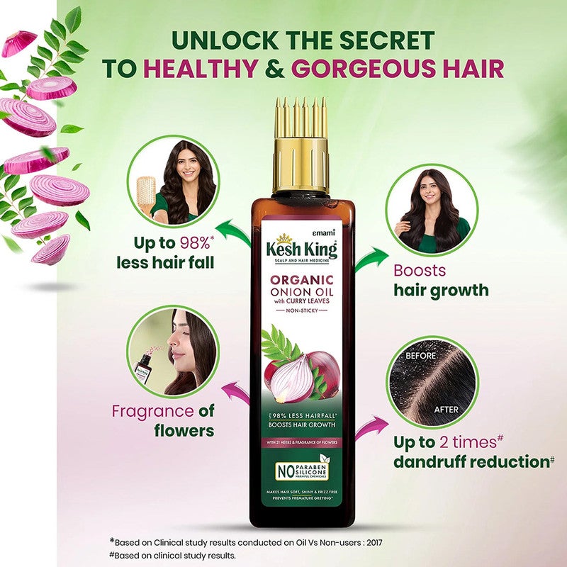 Kesh King Scalp and Hair Expert Onion Oil with Curry Leaves 200Ml - Image 3