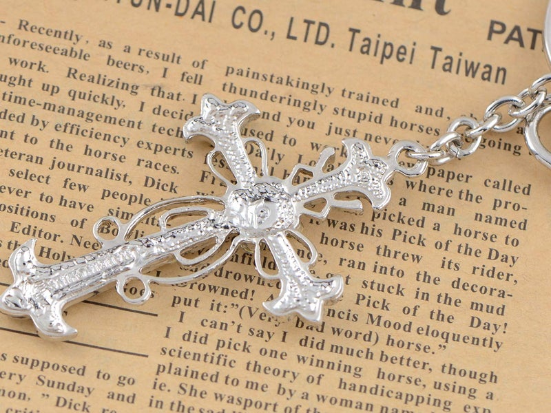 Alilang Crystal Rhinestone God Blessed Flower Floral Holy Cross Hook Key Chain, Aurora Borealis - Image 4