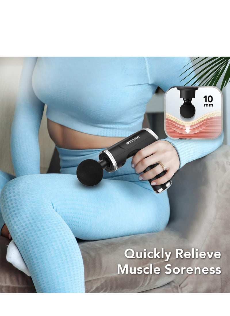 SONASHI 6 in 1 Massage Gun – with Heat Deep Tissue Muscle | Massage Gun for full body with 6 Detachable Heads | Battery-Powered Handheld Massager with 6 Speeds | 3-6 Hours of Continuous Working SGM-666 Black  - Image 5