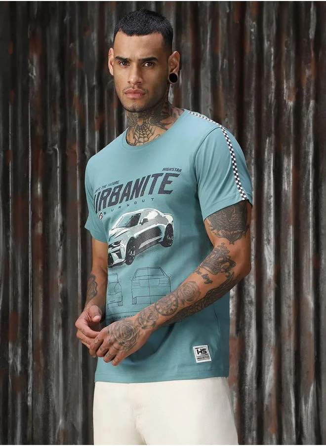 هاي ستار Men Regular Motoracer Graphic Printed F1 Cotton T-shirt