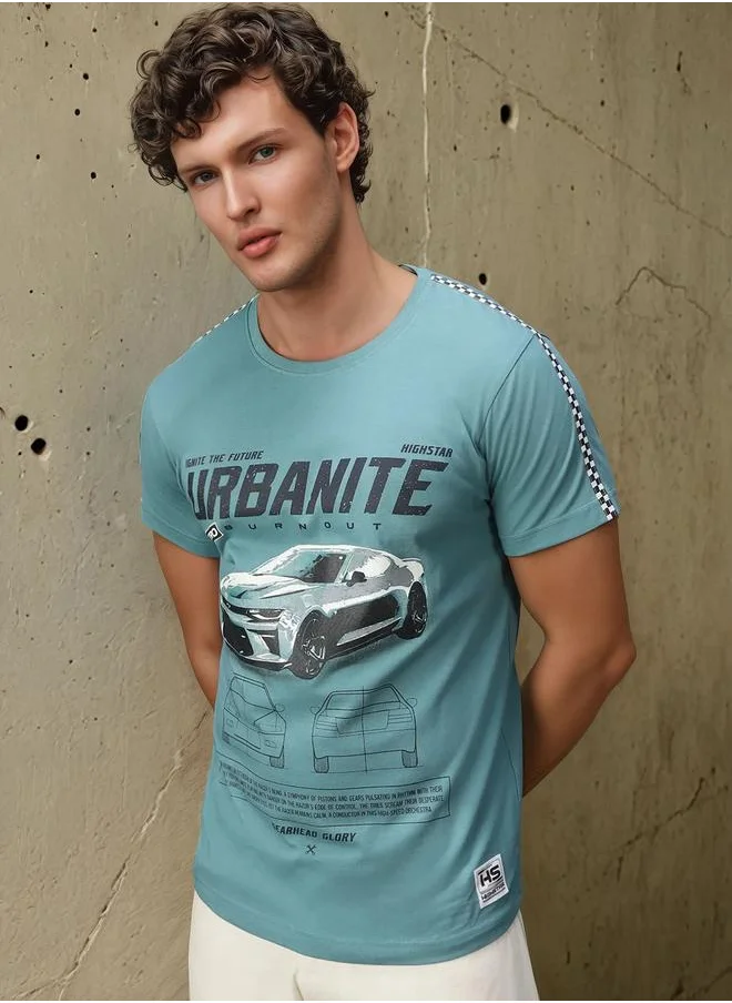 هاي ستار Men Regular Motoracer Graphic Printed F1 Cotton T-shirt