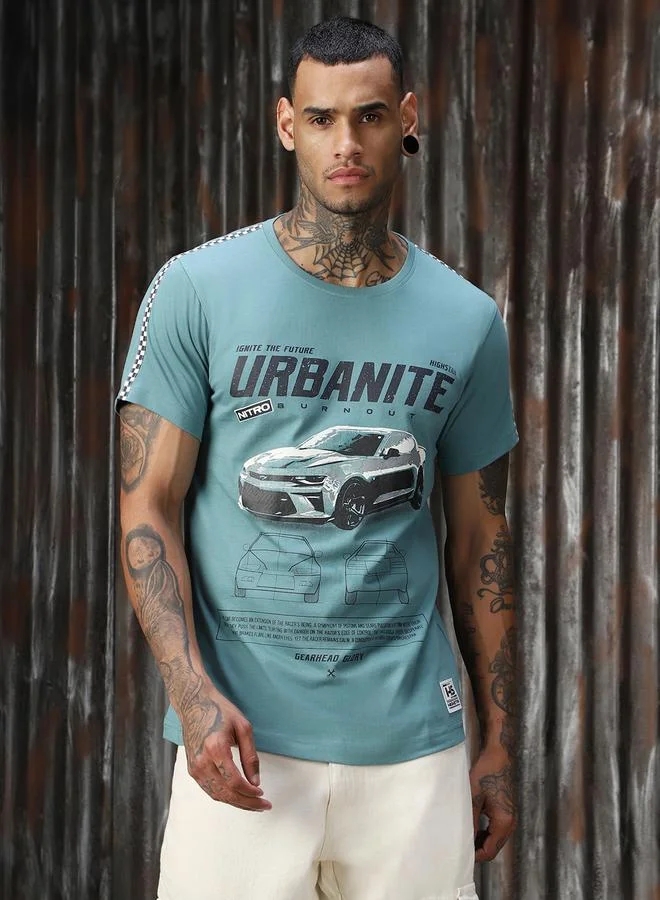 HIGH STAR Men Regular Motoracer Graphic Printed F1 Cotton T-shirt