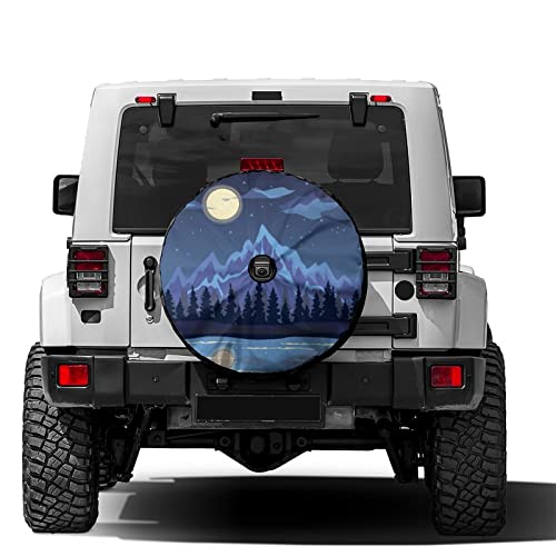 Delerain Spare Tire Cover with Backup Camera Hole Mountain Night Wheel Covers Waterproof Dust-Proof UV Sun Universal Fit for Trailer RV SUV Truck (17 Inch for Diameter 31"-33") - Image 1