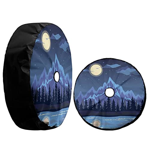 Delerain Spare Tire Cover with Backup Camera Hole Mountain Night Wheel Covers Waterproof Dust-Proof UV Sun Universal Fit for Trailer RV SUV Truck (17 Inch for Diameter 31"-33") - Image 3