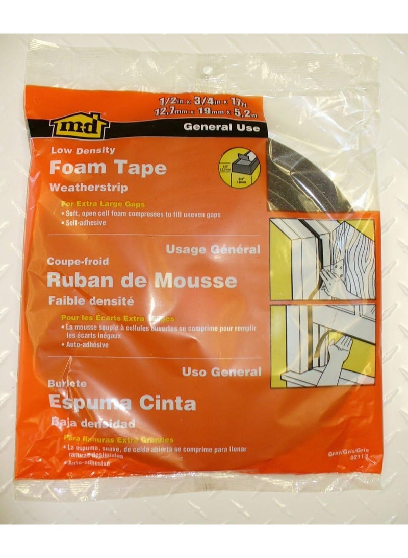 M-D Building Products 2113 Low Density Foam Tape, 1/2-by-3/4-Inch by 17 Feet, Gray - Image 4