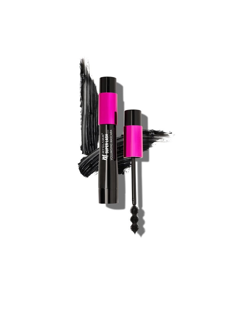 MyGlamm - MyGlamm Super Lash Volumising Mascara Black Shade  Waterproof  Long Lasting High Volumising  Curling Eye Mascara with Bubble Wand 9ml - Image 1