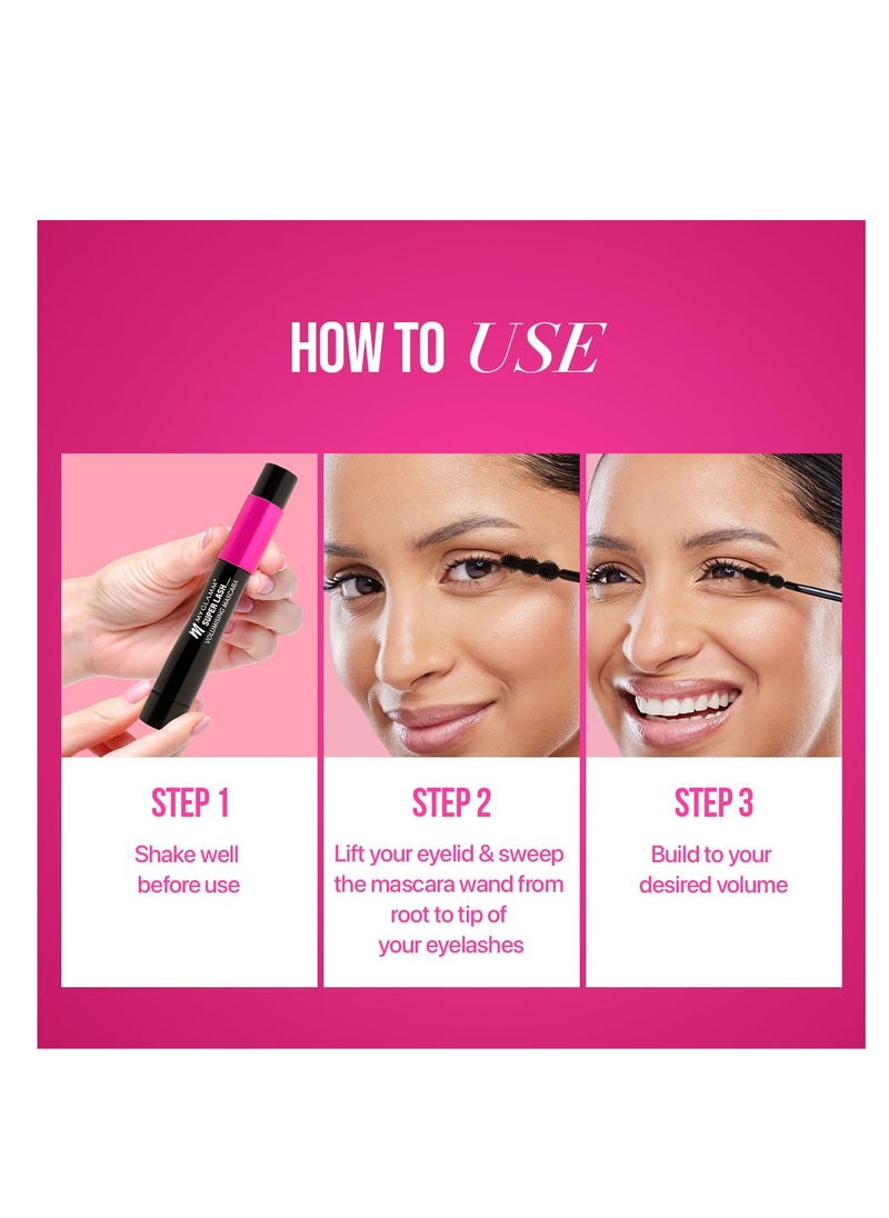 MyGlamm - MyGlamm Super Lash Volumising Mascara Black Shade  Waterproof  Long Lasting High Volumising  Curling Eye Mascara with Bubble Wand 9ml - Image 1