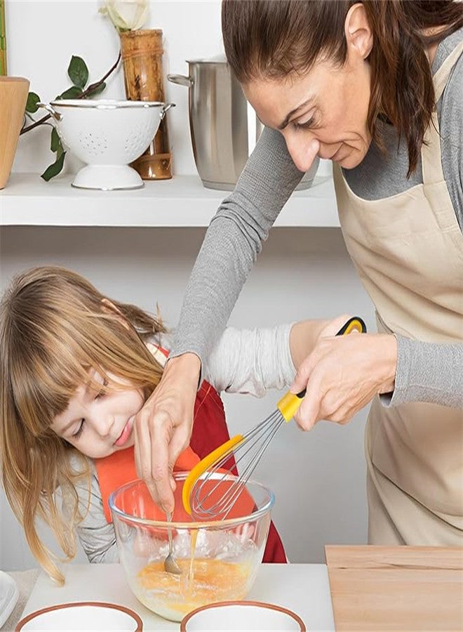 SYOSI خفاقة سيليكون، خافقات بيض للطهي، أداة خفق من الفولاذ المقاوم للصدأ للخلط، خفاقة سلك معدني غير مخدوشة لخفق البيض والخبز في المطبخ، خفاقة صغيرة مقاومة للحرارة - Image 2