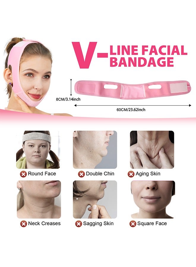 Reusable Facial Slimming Strap, V Line Lifting Bandage, Sleep Mask for Face Lift Prevent Sagging (Pink) - Image 3