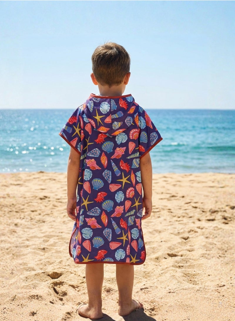Pearl Coast International Kids Poncho Towel Hooded Pack of 2 – Quick Dry Microfiber Beach Changing Robe for Boys & Girls, Soft Absorbent Swim Cover Up - Image 3